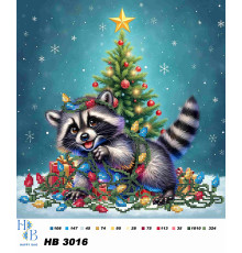 Схема для вишивки бісером Єнот з ялинкою