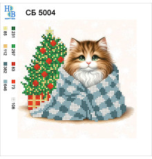 Схема для вышивки бисером Котенок с елочкой